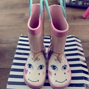 NIB Crown & Ivy Girls Unicorn Rain Boots Sz 7/8